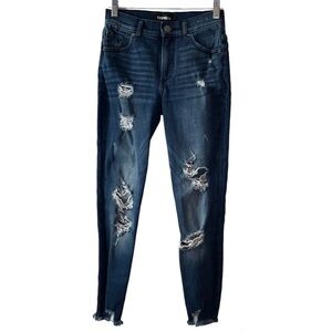 Express Skinny High Rise Ankle Distressed Jeans 0 Petite‎